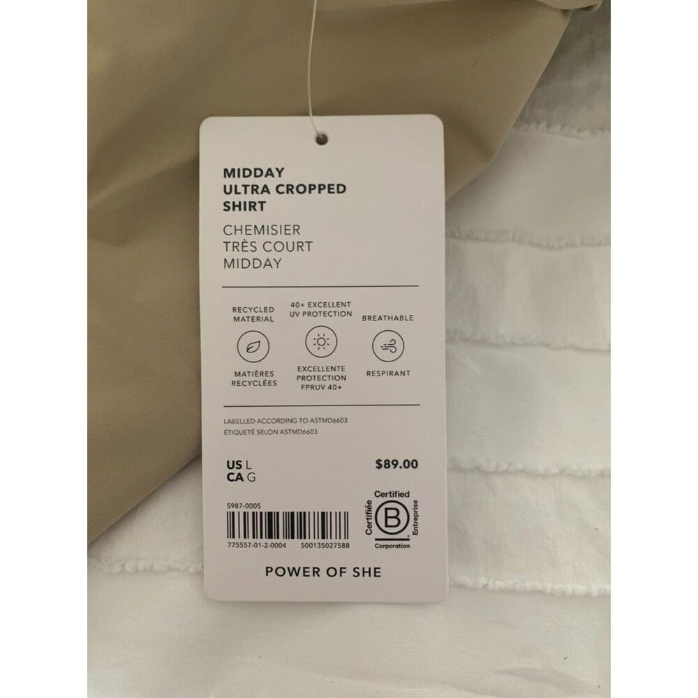 Athleta Midday Ultra Cropped Shirt Womens Large NEW Athleisure Active Streetwear - Picture 4 of 5